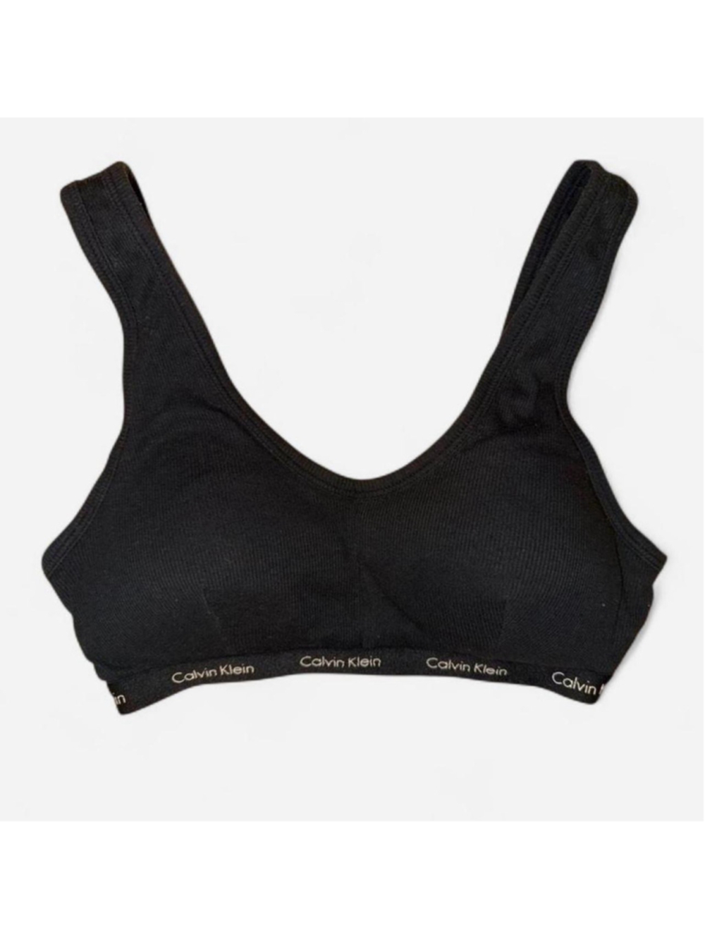 Calvin Klein Black Ribbed Scoop-Neck Bralette